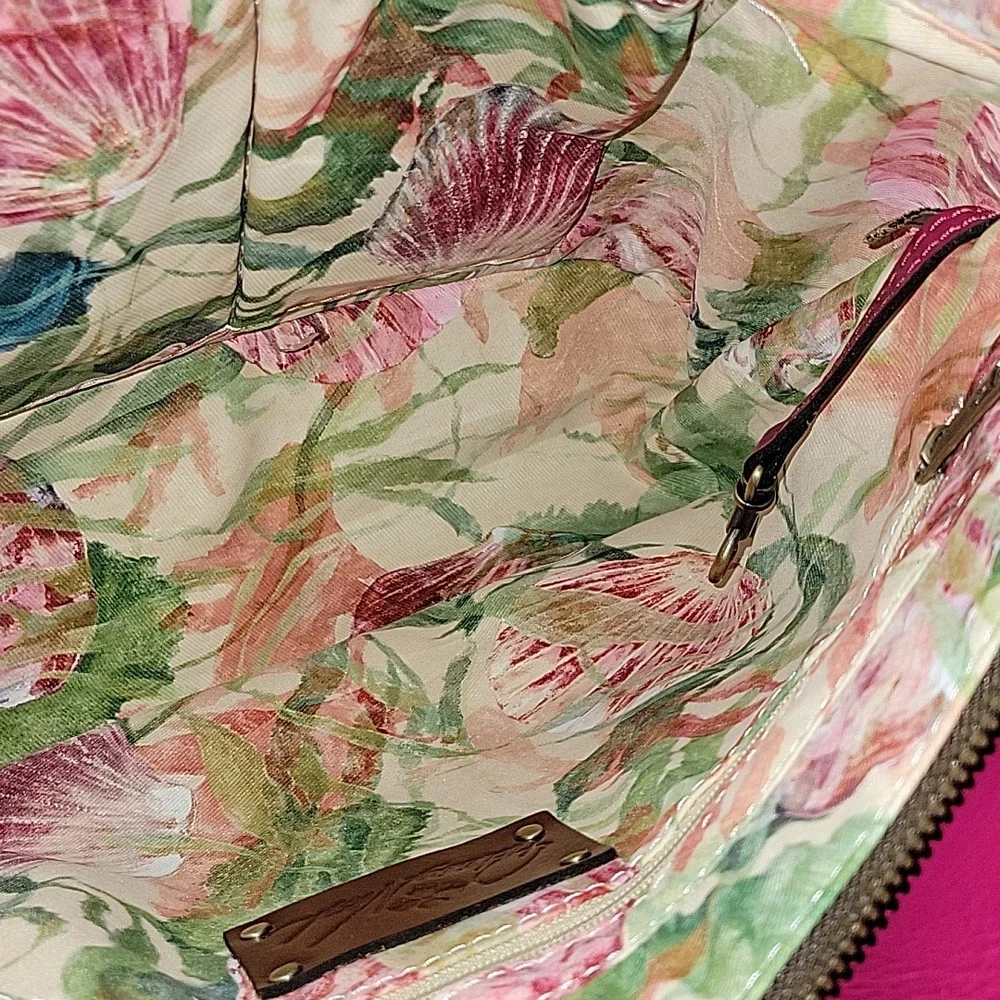 Patricia Nash Zorita Fuchsia Tote Bag with Shell Accent New